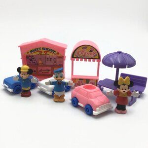 Vintage Disney Sweet Shoppe Ice Cream Stand Playset Cars Figures Mickey Minnie